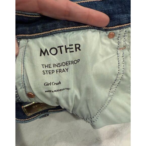 MOTHER The Insider Step Fray Crop Girl Crush Stretch High Rise Jeans size 28 - Picture 7 of 11